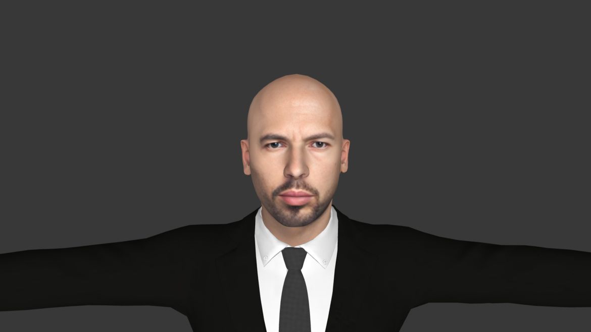 Andrew Tate 3d Model - Andrew Tate hyper realistic full body fully rigged 3D character model for games, animation, and metaverse projects by Meta Avatars.