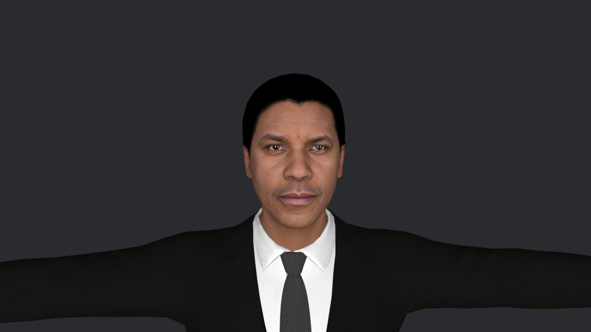 Denzel Washington 3d Model - Denzel Washington hyper realistic full body fully rigged 3D character model for games and animation by Meta Avatars